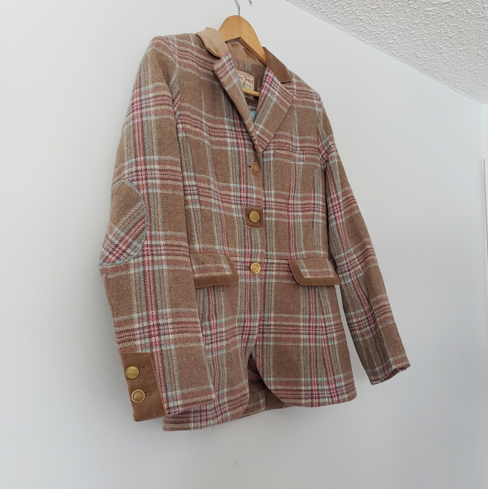Joules Wiscombe Handwoven Irish Wool Plaid Tweed Jacket 6 NWT Countryside Smythe